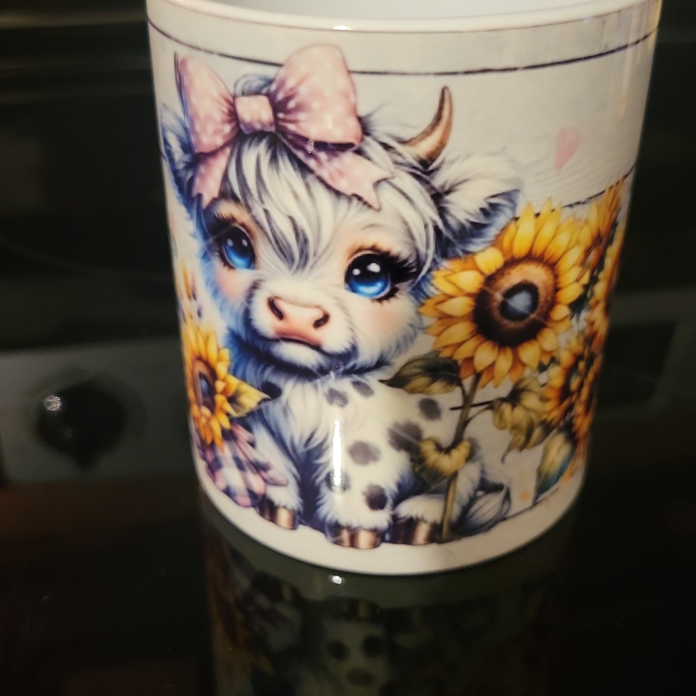 Cute Cow and Sunflower Mug